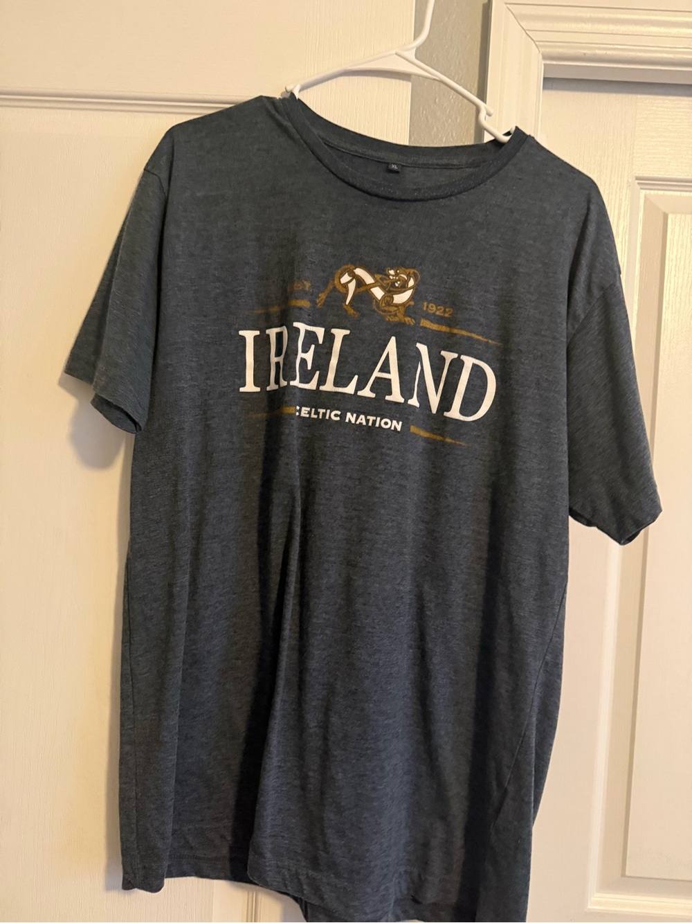 & Other Stories Ireland Graphic Tee - Dark Heather Gray with White & Gold Print